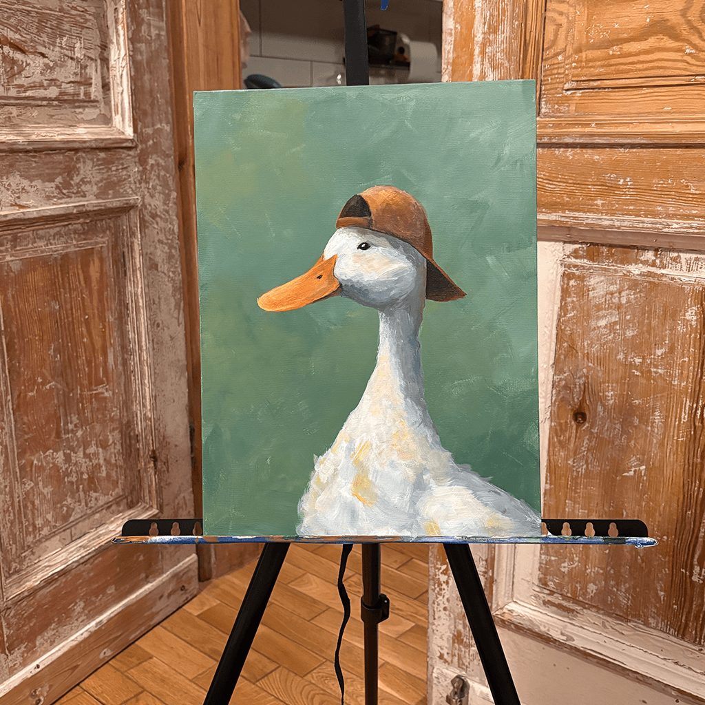 "Quack in a Cap" - Acrylic on Canvas (SOLD)